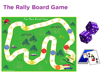 Rally math board game in pdf printable format
